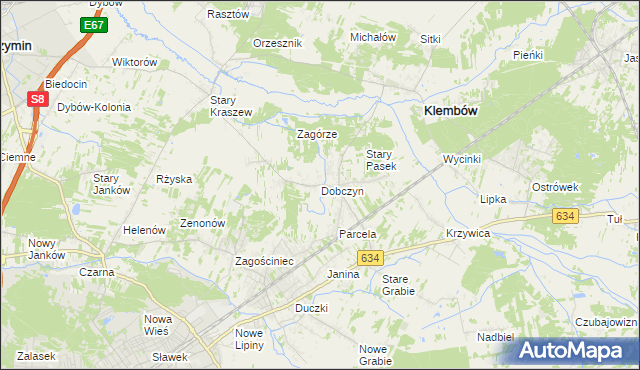 mapa Dobczyn gmina Klembów, Dobczyn gmina Klembów na mapie Targeo