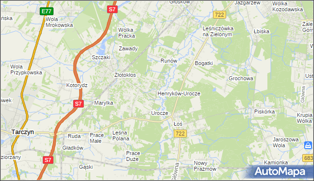 mapa Henryków-Urocze, Henryków-Urocze na mapie Targeo