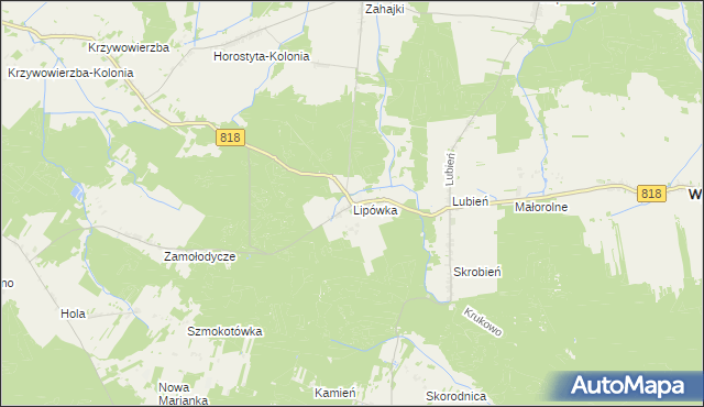 mapa Lipówka gmina Wyryki, Lipówka gmina Wyryki na mapie Targeo