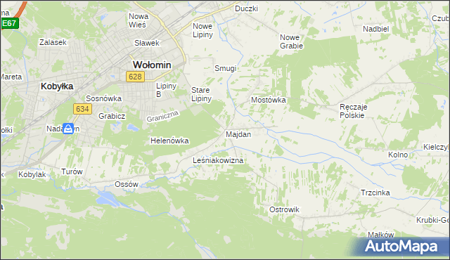 mapa Majdan gmina Wołomin, Majdan gmina Wołomin na mapie Targeo