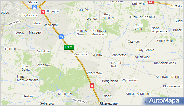 mapa Maków gmina Skaryszew, Maków gmina Skaryszew na mapie Targeo