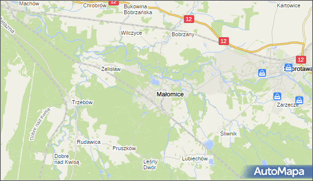 mapa Małomice, Małomice na mapie Targeo