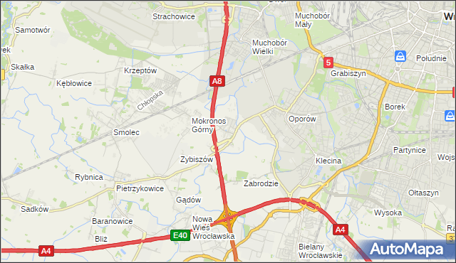 mapa Mokronos Dolny, Mokronos Dolny na mapie Targeo