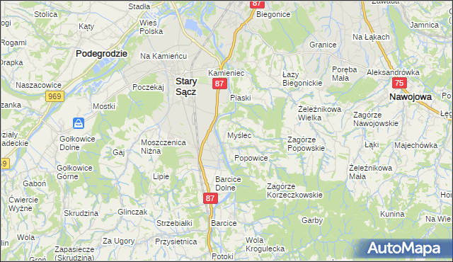 mapa Myślec, Myślec na mapie Targeo