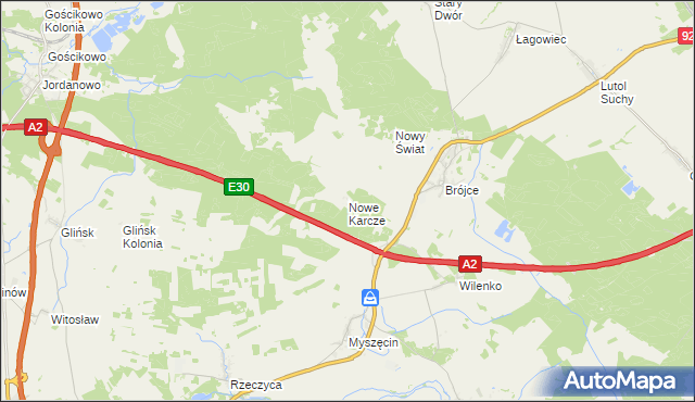 mapa Nowe Karcze, Nowe Karcze na mapie Targeo