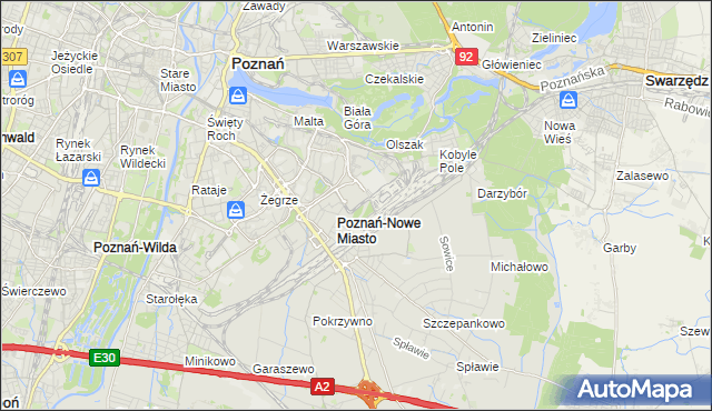 mapa Nowe Miasto gmina Poznań, Nowe Miasto gmina Poznań na mapie Targeo