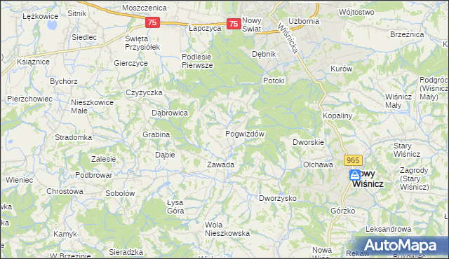 mapa Pogwizdów gmina Bochnia, Pogwizdów gmina Bochnia na mapie Targeo