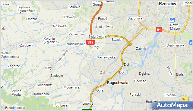 mapa Racławówka, Racławówka na mapie Targeo