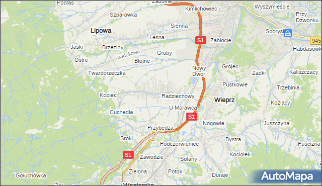 mapa Radziechowy, Radziechowy na mapie Targeo