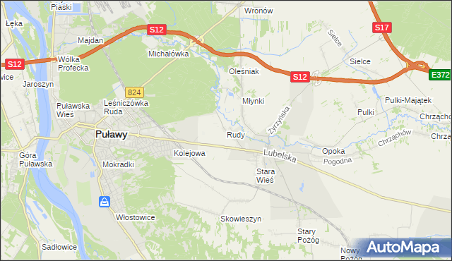 mapa Rudy gmina Końskowola, Rudy gmina Końskowola na mapie Targeo
