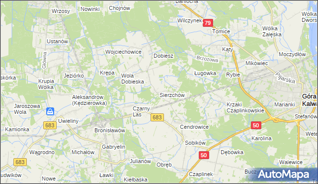 mapa Sierzchów gmina Góra Kalwaria, Sierzchów gmina Góra Kalwaria na mapie Targeo