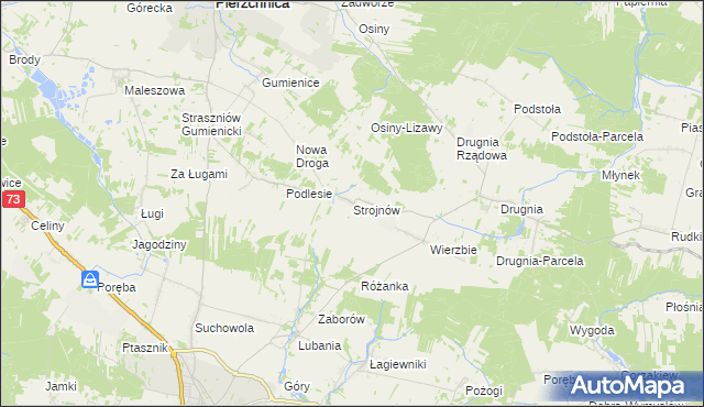 mapa Strojnów gmina Pierzchnica, Strojnów gmina Pierzchnica na mapie Targeo