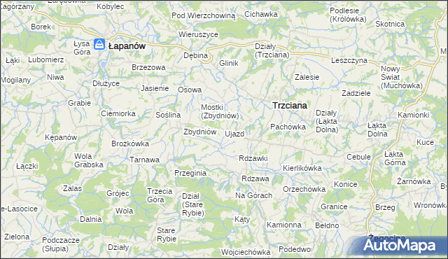 mapa Ujazd gmina Trzciana, Ujazd gmina Trzciana na mapie Targeo