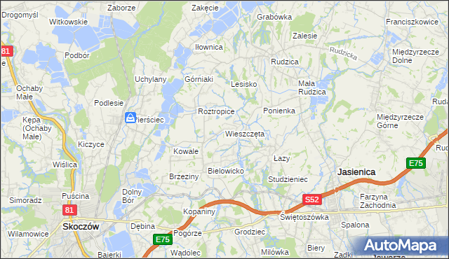 mapa Wieszczęta, Wieszczęta na mapie Targeo