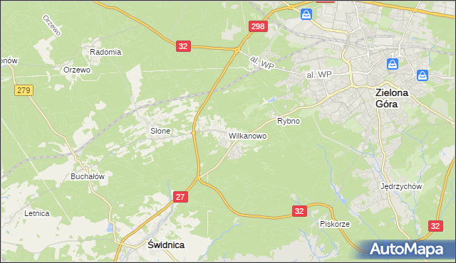 mapa Wilkanowo gmina Świdnica, Wilkanowo gmina Świdnica na mapie Targeo