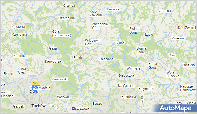 mapa Zalasowa, Zalasowa na mapie Targeo
