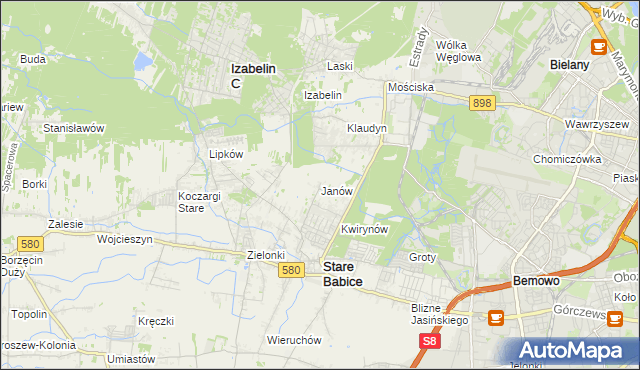 mapa Janów gmina Stare Babice, Janów gmina Stare Babice na mapie Targeo