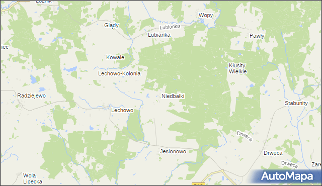 mapa Niedbałki gmina Pieniężno, Niedbałki gmina Pieniężno na mapie Targeo