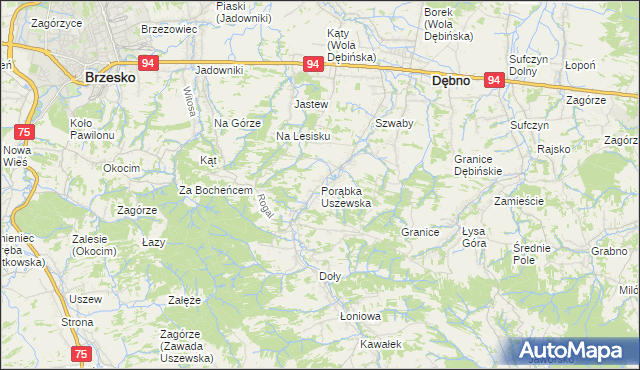 mapa Porąbka Uszewska, Porąbka Uszewska na mapie Targeo