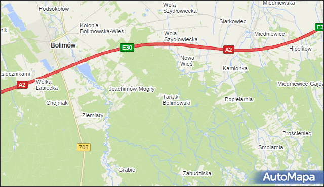 mapa Tartak Bolimowski, Tartak Bolimowski na mapie Targeo