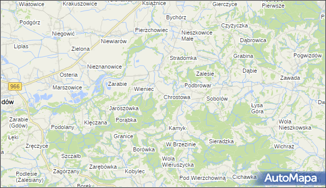 mapa Chrostowa gmina Łapanów, Chrostowa gmina Łapanów na mapie Targeo