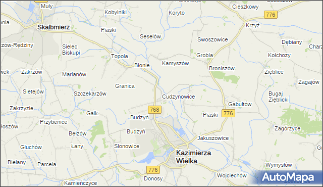 mapa Cudzynowice, Cudzynowice na mapie Targeo