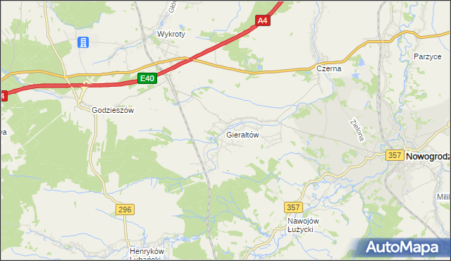 mapa Gierałtów, Gierałtów na mapie Targeo