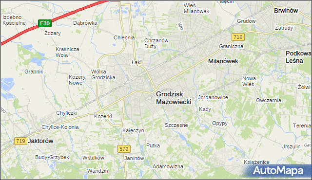 mapa Grodzisk Mazowiecki, Grodzisk Mazowiecki na mapie Targeo