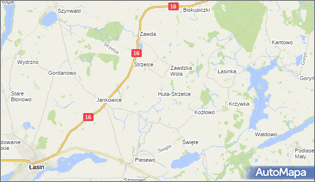 mapa Huta-Strzelce, Huta-Strzelce na mapie Targeo