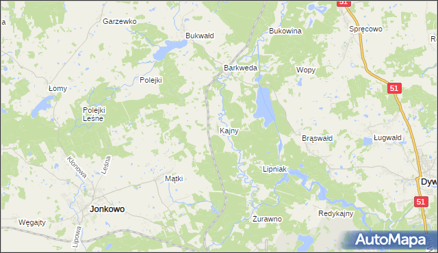 mapa Kajny, Kajny na mapie Targeo