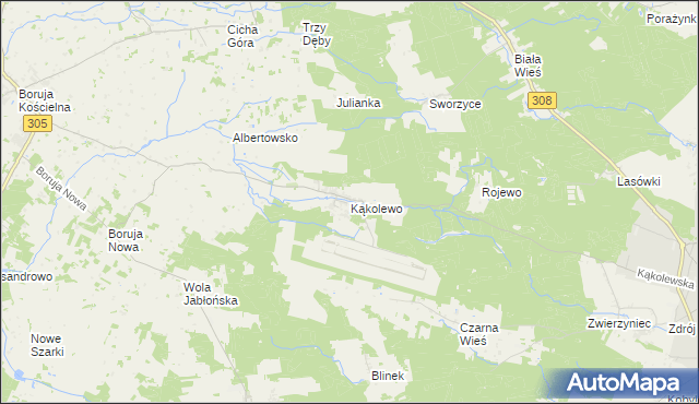 mapa Kąkolewo gmina Grodzisk Wielkopolski, Kąkolewo gmina Grodzisk Wielkopolski na mapie Targeo