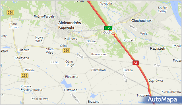 mapa Konradowo gmina Aleksandrów Kujawski, Konradowo gmina Aleksandrów Kujawski na mapie Targeo