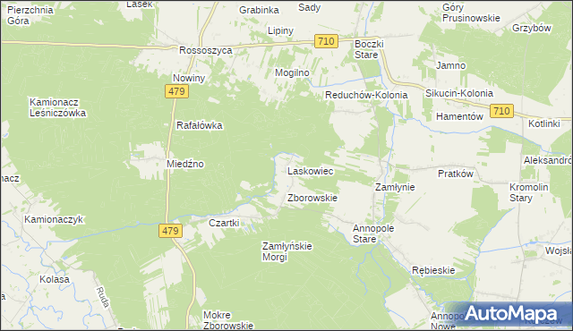 mapa Laskowiec gmina Zduńska Wola, Laskowiec gmina Zduńska Wola na mapie Targeo