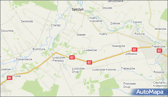 mapa Ludwików gmina Spiczyn, Ludwików gmina Spiczyn na mapie Targeo