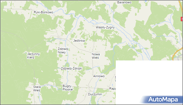 mapa Nowa Wieś gmina Chorzele, Nowa Wieś gmina Chorzele na mapie Targeo