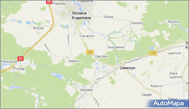 mapa Owczarki gmina Zwierzyn, Owczarki gmina Zwierzyn na mapie Targeo