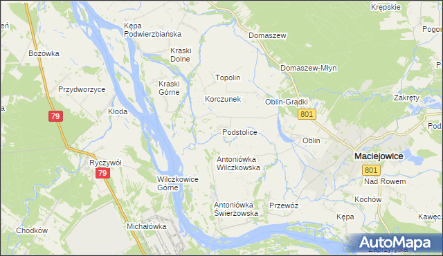mapa Podstolice gmina Maciejowice, Podstolice gmina Maciejowice na mapie Targeo