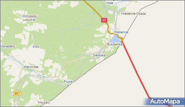 mapa Siedliska gmina Lubycza Królewska, Siedliska gmina Lubycza Królewska na mapie Targeo