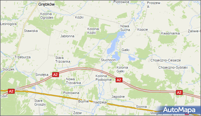 mapa Słuchocin, Słuchocin na mapie Targeo