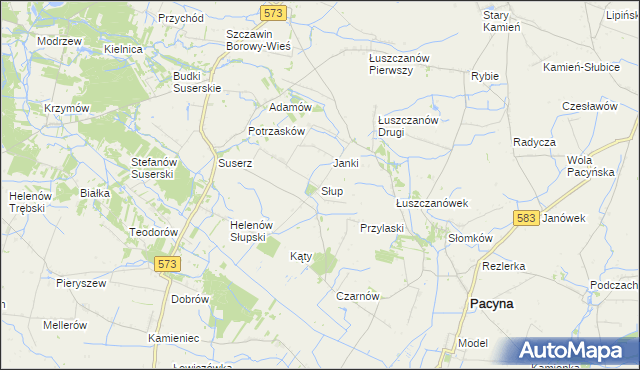 mapa Słup gmina Szczawin Kościelny, Słup gmina Szczawin Kościelny na mapie Targeo