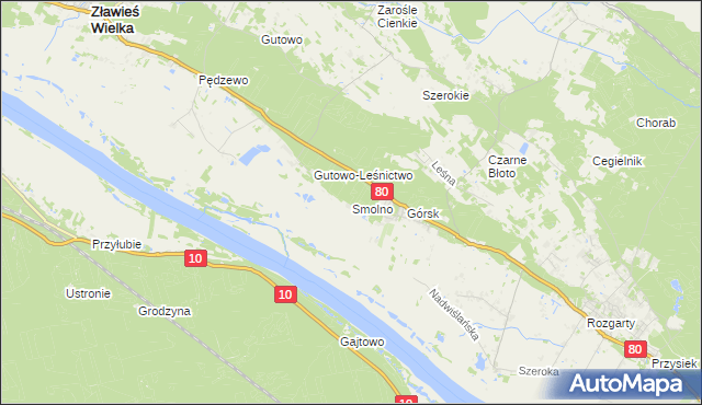 mapa Smolno gmina Zławieś Wielka, Smolno gmina Zławieś Wielka na mapie Targeo