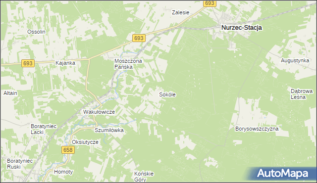 mapa Sokóle gmina Nurzec-Stacja, Sokóle gmina Nurzec-Stacja na mapie Targeo