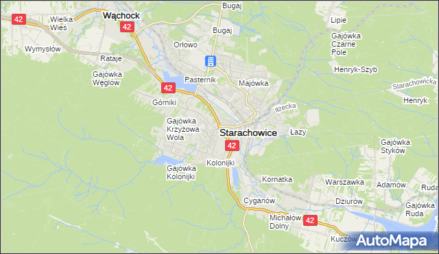 mapa Starachowic, Starachowice na mapie Targeo