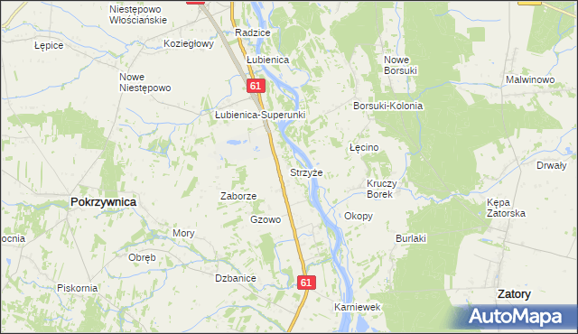 mapa Strzyże gmina Pokrzywnica, Strzyże gmina Pokrzywnica na mapie Targeo