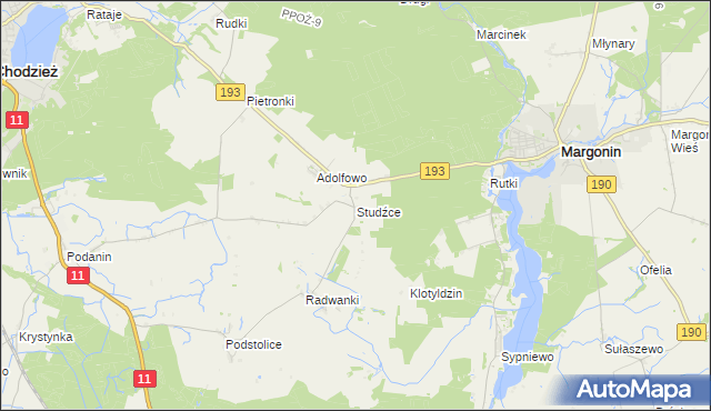 mapa Studźce, Studźce na mapie Targeo