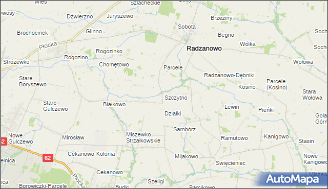 mapa Szczytno gmina Radzanowo, Szczytno gmina Radzanowo na mapie Targeo