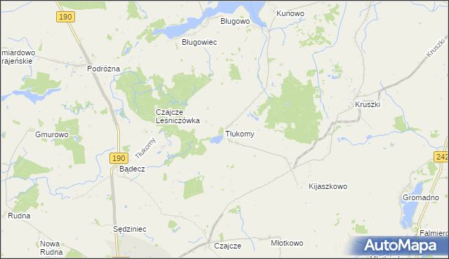 mapa Tłukomy, Tłukomy na mapie Targeo