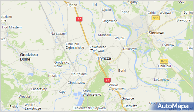 mapa Tryńcza, Tryńcza na mapie Targeo