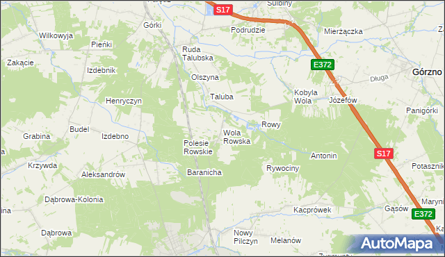 mapa Wola Rowska, Wola Rowska na mapie Targeo