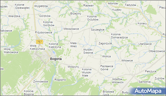 mapa Wysoki Średnie, Wysoki Średnie na mapie Targeo